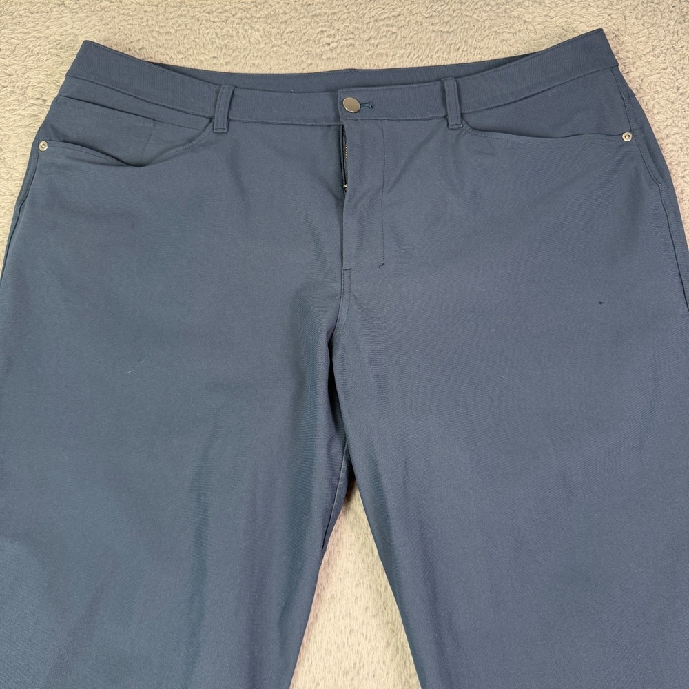 Lululemon ABC Pants Mens 40x27 Navy Blue Khaki Classic-Fit Warpstreme M5AO1S